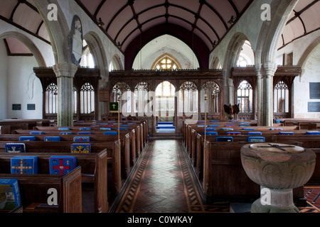 Chiesa di San Nicola e San Ciriaco, Sud piscina, Devon, ammenda rood schermo Foto Stock