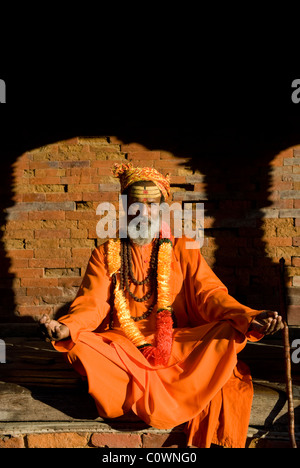 Sadhu Uomo Santo, Durbar Square, Kathmandu, Nepal. Foto Stock