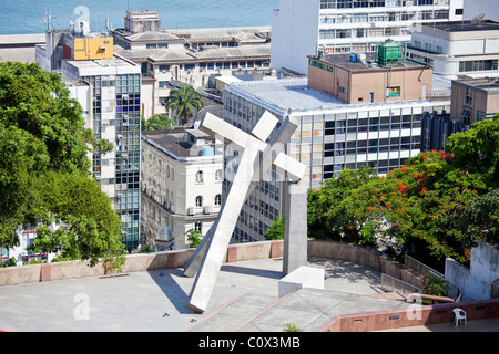 Largo da Cruz Quebrada, caduti Croce, Pelourinho, Salvador, Bahia, Brasile Foto Stock