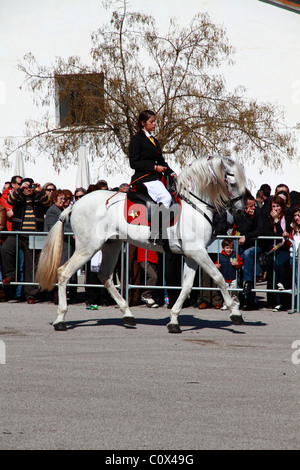 Rider eseguendo minorchina dressage Foto Stock