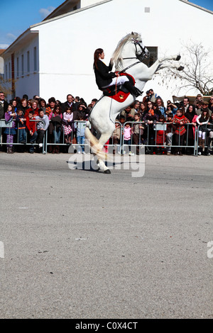 Rider eseguendo minorchina dressage Foto Stock