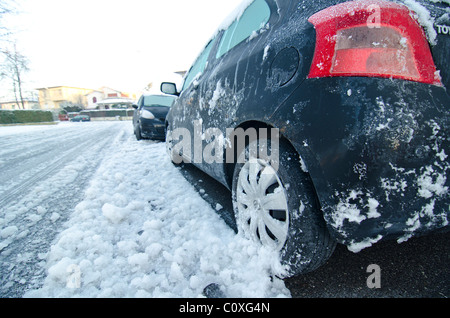 Strade dopo una tempesta di neve a Pisa, Italia Foto Stock