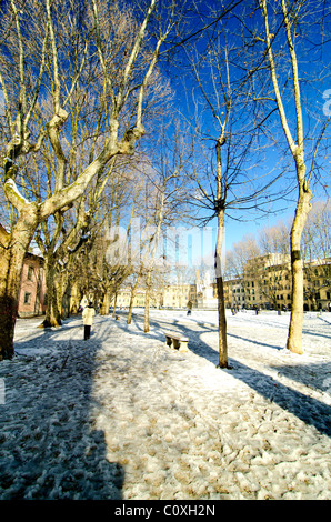 Pisa dopo una tempesta di neve, Italia Foto Stock