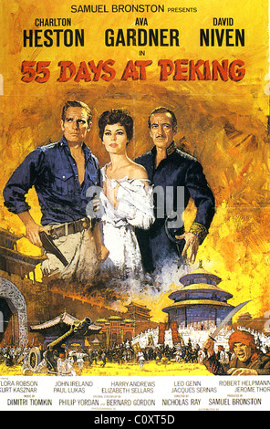 55 giorni a Pechino il poster per 1963 Samuel Bronston film con Charlton Heston, Ava Gardner e David Niven Foto Stock