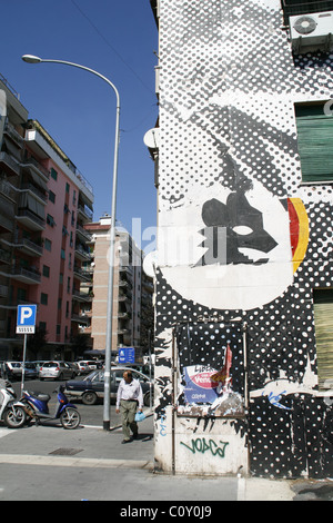 Francesco Totti murale di arte moderna di edificio in garbatella, Roma Foto Stock