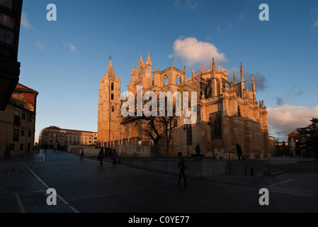 Cattedrale di Leon dal XII secolo in Saint James modo in Spagna Foto Stock