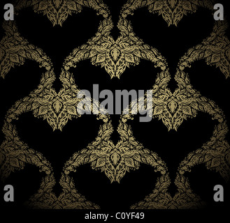 Seamless golden ornamento di bellezza su uno sfondo nero Foto Stock