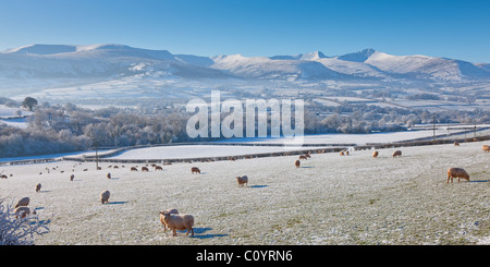 Pen y Fan & Corn Du montagne Brecon Beacons Powys Galles in inverno Foto Stock