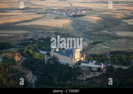 Vista aerea di El Alcazar de Segovia (Spagna) Foto Stock