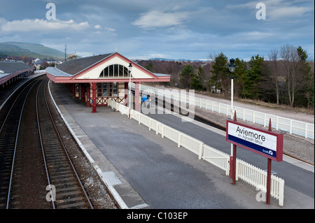 Aviemore - stazione ferroviaria Foto Stock