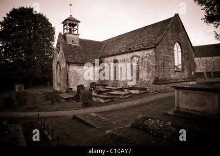 St Lawrence, Didmarton, Gloucestershire, inizio chiesa inglese Foto Stock