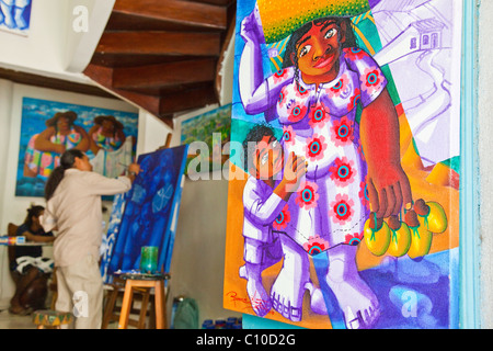 Artista di Pelourinho o la città vecchia, Salvador, Brasile Foto Stock