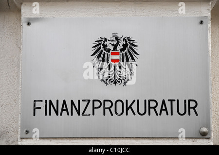 Segno Finanzprokuratur, procuratore generale, Vienna, Austria, Europa Foto Stock