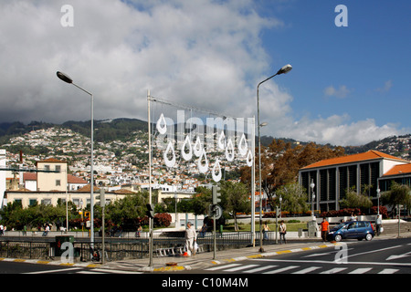 Decorazione di natale, centro di Funchal, Madeira, Portogallo, Europa Foto Stock