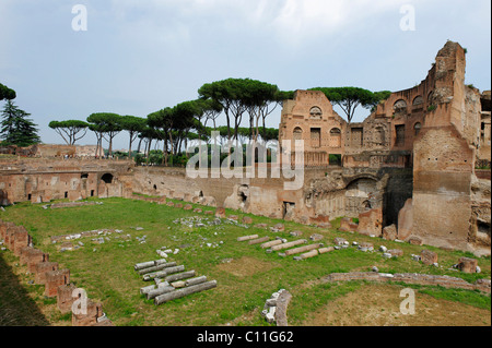 Il Colle Palatino, Stadio Palatino nella Domus Augustana parte del palazzo di Domiziano, palazzo di Domiziano, antica Roma, Roma Foto Stock