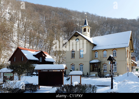 Treseburg in Bodetal Valley, inverno, Harz, Sassonia-Anhalt, Germania, Europa Foto Stock