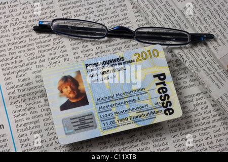 Premere la scheda di un giornalista, Germania Foto Stock