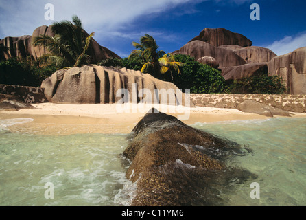 Source de Argent, sogno spiaggia, La Digue, Seychelles, Africa Foto Stock