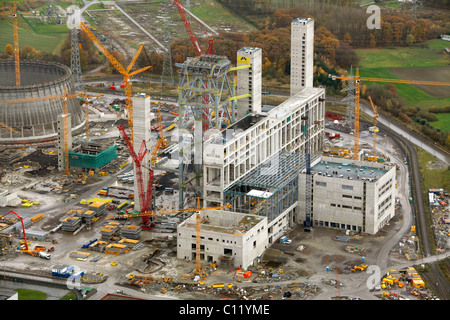 Foto aerea, THTR, ex centrale nucleare, RWE Westfalen Power Plant, centrali a carbone vegetale, sito in costruzione, Hamm, la zona della Ruhr Foto Stock