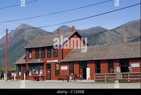 Historic White Pass & Yukon Route stazione ferroviaria, Carcross, Klondike Gold Rush, Chilkoot Pass, Chilkoot Trail, Yukon Territory Foto Stock