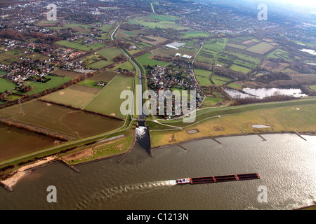 Vista aerea, estuario del fiume Emscher nel Reno, Dinslaken, Ruhrgebiet regione Renania settentrionale-Vestfalia Foto Stock