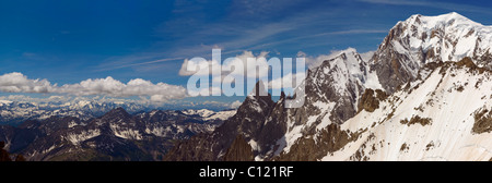 La Grande Motte, Les Glaciers de la Vanoise, Aiguille Noire de Peuterey, Aiguille Blanche de Peuterey, Mont Blanc Foto Stock