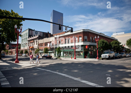 Casa nel quartiere cinese NW 3rd Ave, Portland, Oregon, Stati Uniti d'America Foto Stock