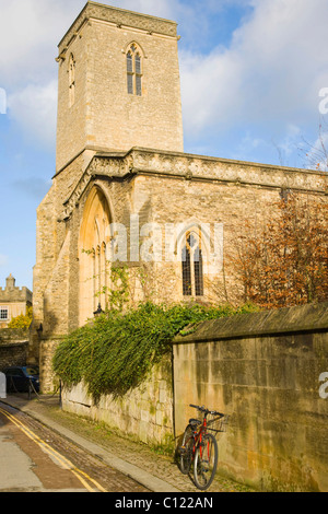 La torre e la west end di St Peter-nel-East, St Edmund Hall, come si vede dalla Queen's Lane, Oxford, Oxfordshire, Inghilterra Foto Stock