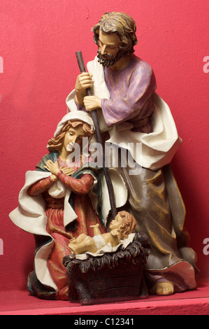 Presepe di figure: Sacra famiglia Foto Stock