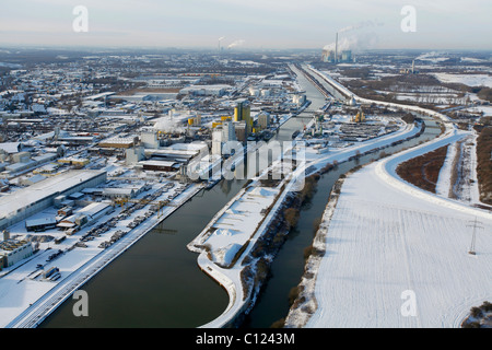 Antenna, il porto, le vie navigabili interne, Datteln-Hamm canal, Broekelmann, Hamm, la zona della Ruhr, Renania settentrionale-Vestfalia, Germania, Europa Foto Stock