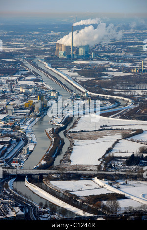 Fotografia aerea, carbone power station, Datteln-Hamm canal, Hamm, la zona della Ruhr, Renania settentrionale-Vestfalia, Germania, Europa Foto Stock