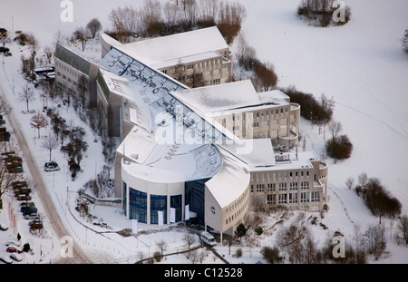 Vista aerea, Fez, Universitaet Witten-Herdecke università privata nella neve, Witten, Ruhrgebiet regione Renania settentrionale-Vestfalia Foto Stock