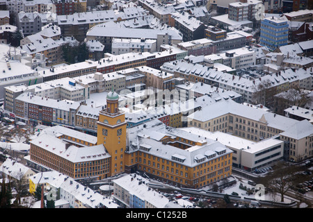 Vista aerea, municipio nella neve, Witten, Ruhrgebiet regione Renania settentrionale-Vestfalia, Germania, Europa Foto Stock