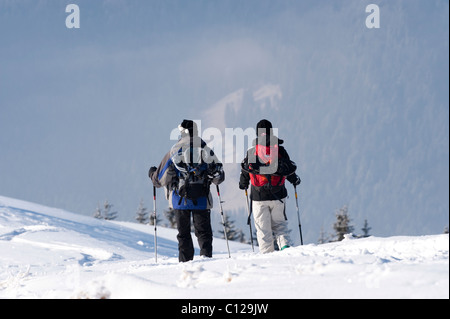 Gli escursionisti, Alpi Bavaresi, Mt. Setzberg, Alta Baviera, Baviera, Germania, Europa Foto Stock