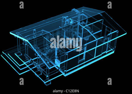 Piccola Casa, Sauna (3D xray blu trasparente) Foto Stock