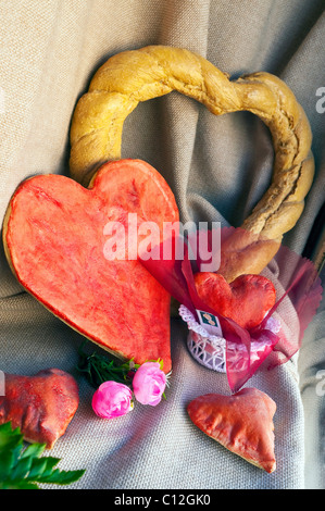 Elegante display del pane nel panificio finestra - Francia. Foto Stock