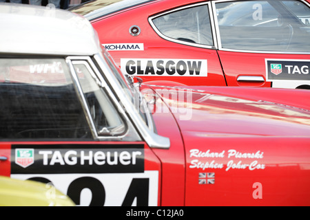 Monte Carlo Rally Glasgow, dettaglio di vetture parcheggiate prima della partenza, Scozia, UK Foto Stock