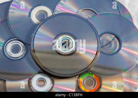 Una sezione di audio e Picture CD con prismi di luce che riflette Foto Stock