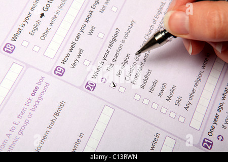 Il 2011 Regno Unito sotto forma di censimento essendo completata Foto Stock