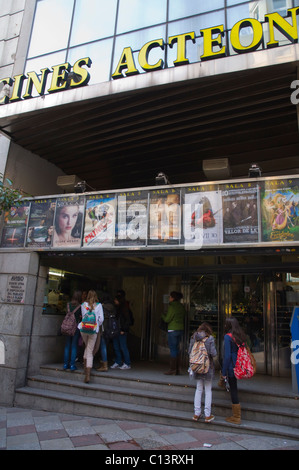 Cine Acteon exterior Calle de la Montera street central Madrid Spagna Europa Foto Stock