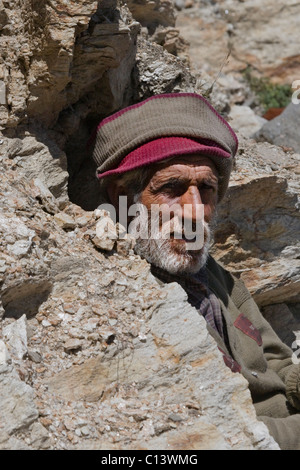Ritratto di un uomo vecchio, Ladakh, India Foto Stock