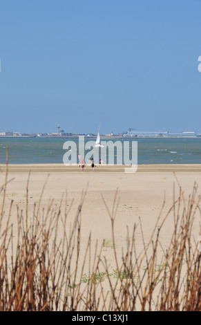 Ampia spiaggia di sabbia a Breskens, Zeeland, Paesi Bassi Foto Stock