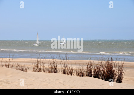 Ampia spiaggia di sabbia a Breskens, Zeeland, Paesi Bassi Foto Stock