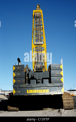 Liebherr Gru mobile ad Amburgo di Hafencity. Foto Stock