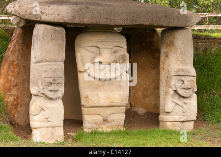 Prese a San Agustin sito archeologico, Colombia, Sud America, sito patrimonio mondiale dell'UNESCO, nel dipartimento di Huila Foto Stock