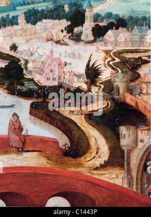 Dettaglio: l'arrivo a Betlemme, ca. 1540, attribuito al Maestro LC Foto Stock