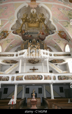 Interno della chiesa in Oberammergau in Baviera, Germania - Trompe L'oeil Foto Stock