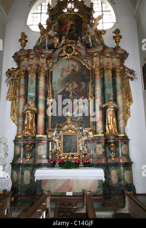 Interno della chiesa in Oberammergau in Baviera, Germania - Trompe L'oeil Foto Stock