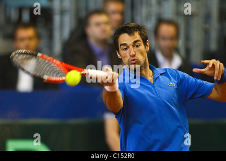 VIENNA, Austria - 4 Marzo: Tennis Davis Cup Austria contro la Francia è giocato in Hangar 3, aeroporto di Vienna il 4 marzo 2011. Foto Stock