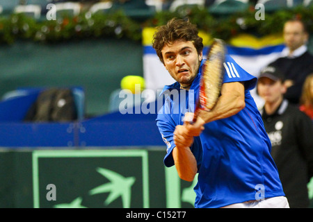 VIENNA, Austria - 4 Marzo: Tennis Davis Cup Austria contro la Francia è giocato in Hangar 3, aeroporto di Vienna il 4 marzo 2011. Foto Stock